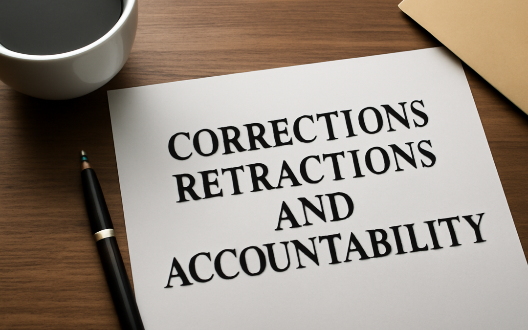 Corrections Retractions and Accountability
